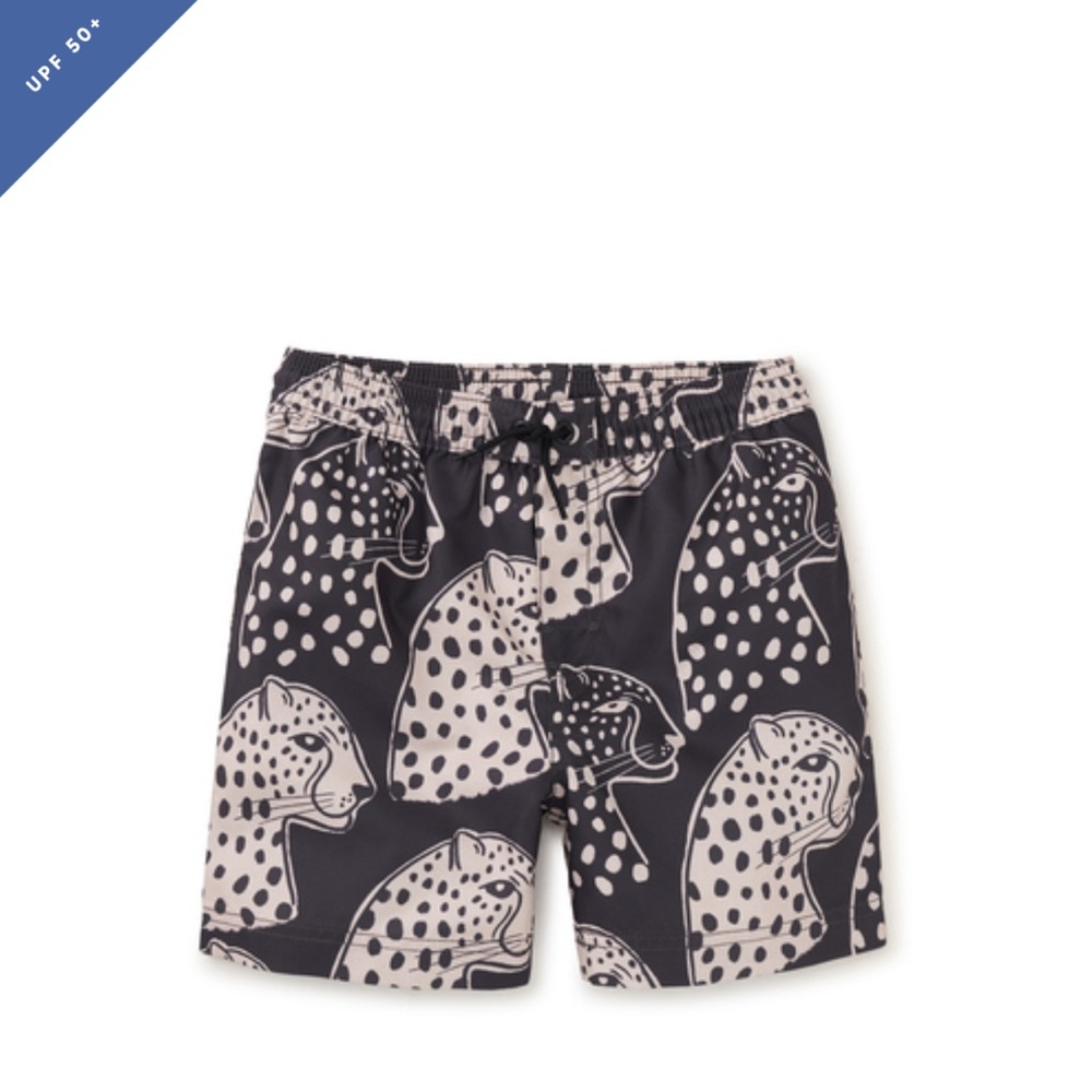Tea Collection Block Print Jaguar Boys Swim Trunks sz 10